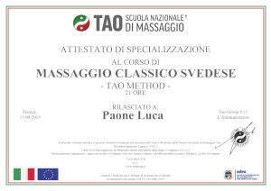 attestato massaggio svedese